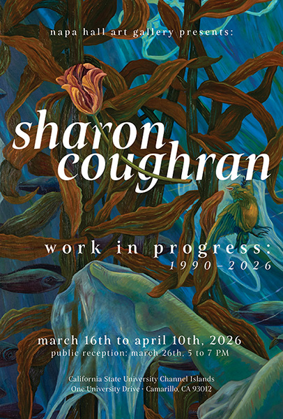 Sharon Coughran exhibition, floral abstract painting with bird